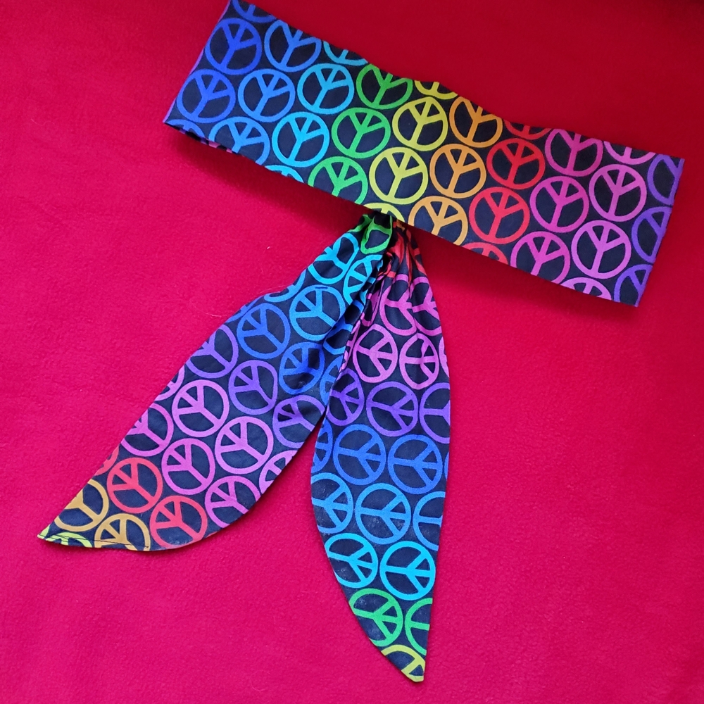 Multicolor Adjustable Peace  Sign Headband NWOT